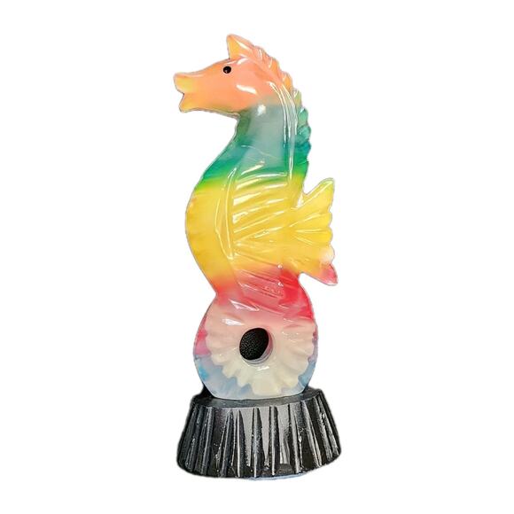 Rainbow Fluorite Carved Seahorse Sculpture Multicolor Stone 8" Made in Mexico - Picture 2 of 9
